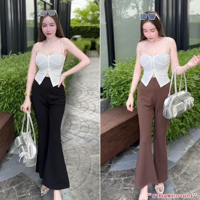 TT61 : กางเกงขายาวทรงขาม้า เอวสูงเก็บพุง , เอวไร้ขอบ , ทรงสวยพลางหุ่น ,มีเอว25-42นิ้ว (ผ้ายืดวูลเวฟ)