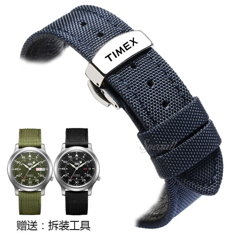 18-24 มม. เหมาะสําหรับ Timex Canvas Soft Leather Watch Strap Pin Buckle Butterfly Buckle 18/20/22mm Flat…