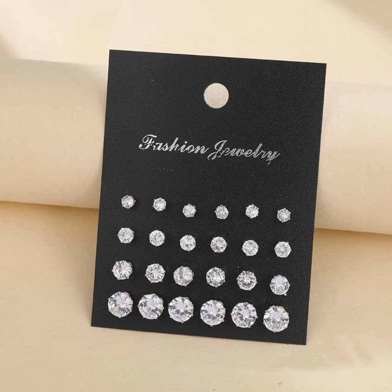 ชุดต่างหู Bling Zircon Studs 24 ชิ้น สําหรับผู้หญิง