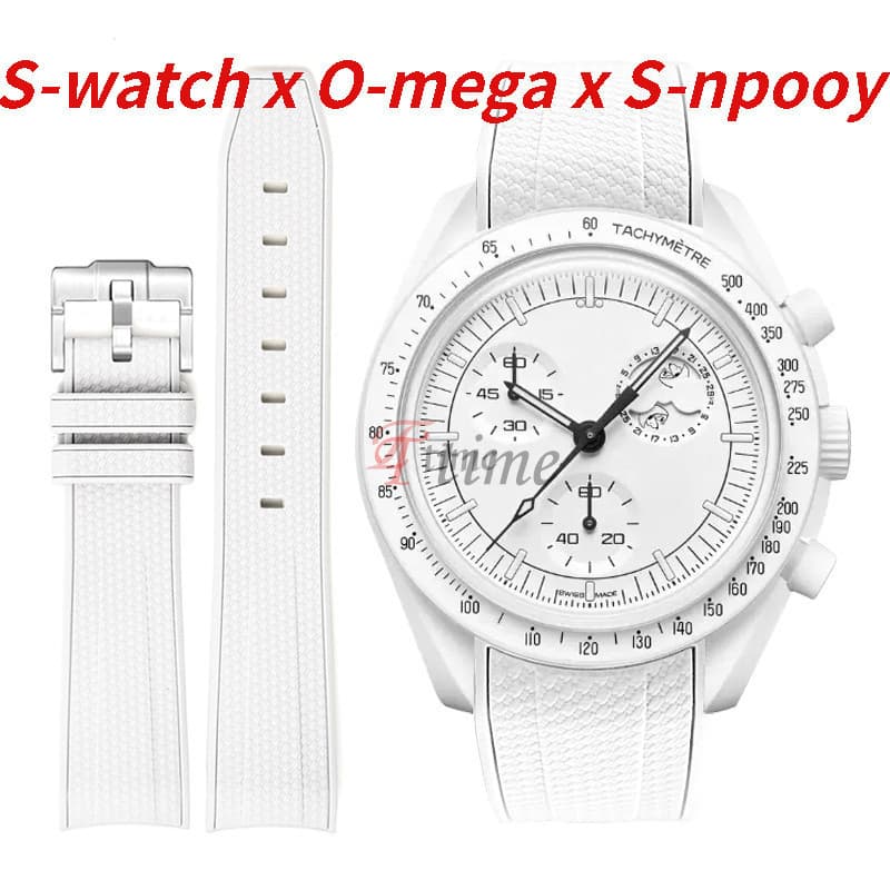 Curve 20 มม.สําหรับนาฬิกา Omega Speedmaster สายซิลิโคน S-watch Collaboration Omega Snoopy…