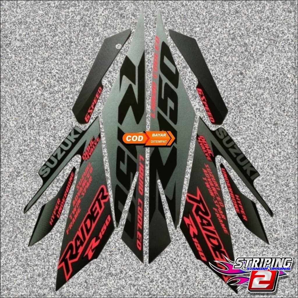 Suzuki Satria FU F 150 Striping LED Raider 2016 2017 2018 2019 2020 2022 2023 สีดํา Standard Body List