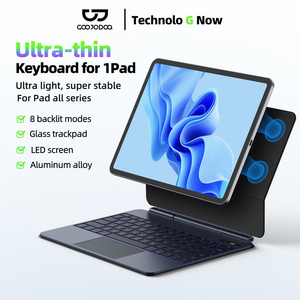 GOOJODOQ คีย์บอร์ดควบคุมน้ําหนักเบาสําหรับการเชื่อมต่อแม่เหล็ก Ipad Smooth Glass Trackpad…
