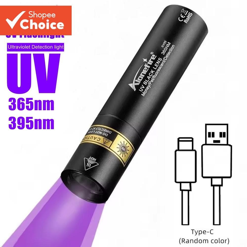 Alonefire SV94 365/395nm ไฟฉาย UV สว่างสูง USB ชาร์จไฟฉายสัตว์เลี้ยงปัสสาวะแมว Tinea Marker…