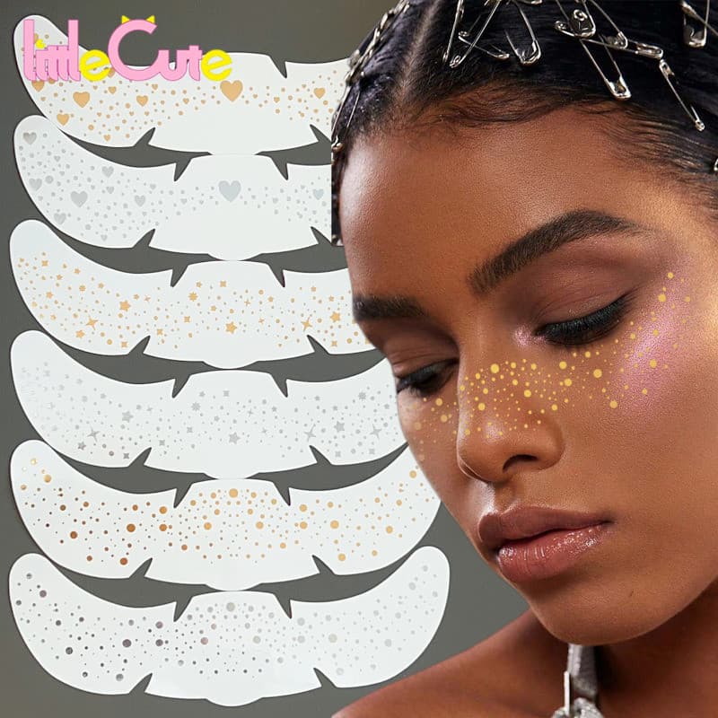 1/2/4 ชิ้น Glitter Star กระสติกเกอร์ - ผู้หญิงแต่งหน้า Decal - ชั่วคราว Tattoo สติกเกอร์ - Hot Stamping…