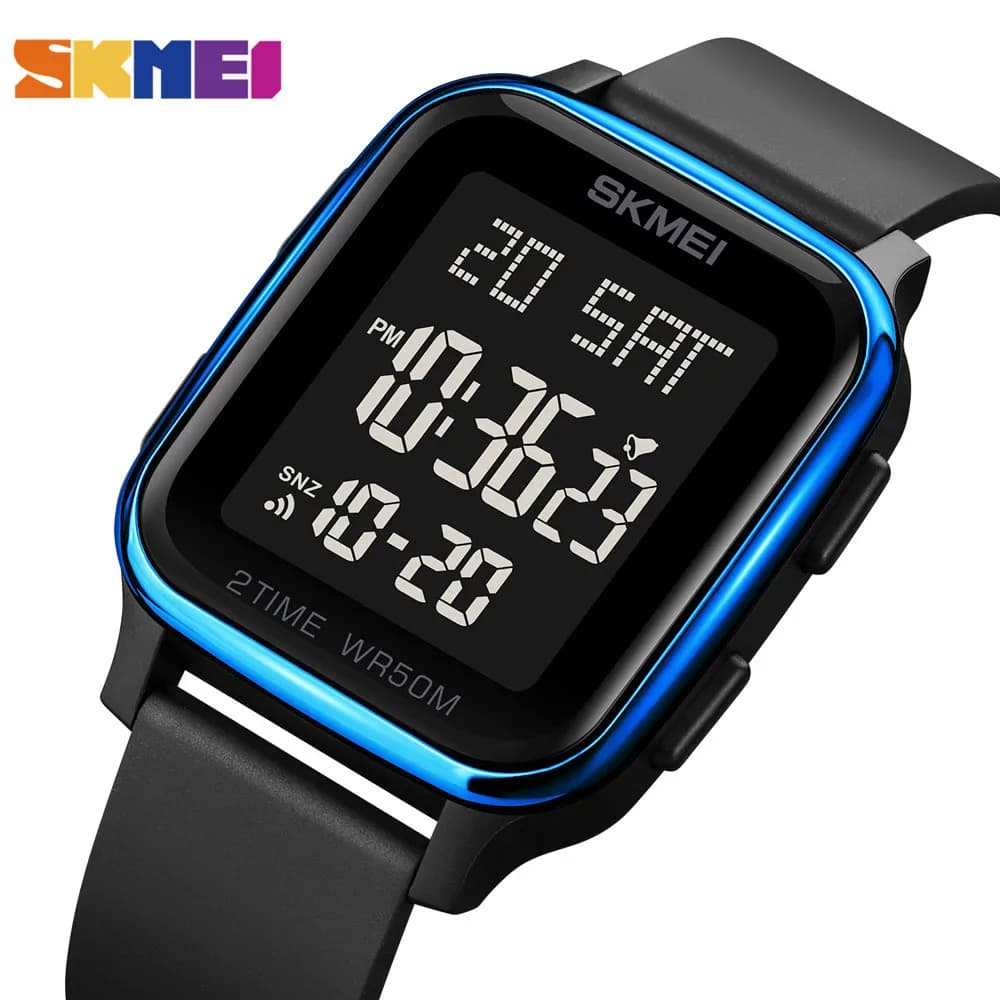Skmei ใหม่ นาฬิกาข้อมือดิจิทัล LED นับถอยหลัง ปฏิทิน 5 บาร์ กันน้ํา สําหรับผู้ชาย