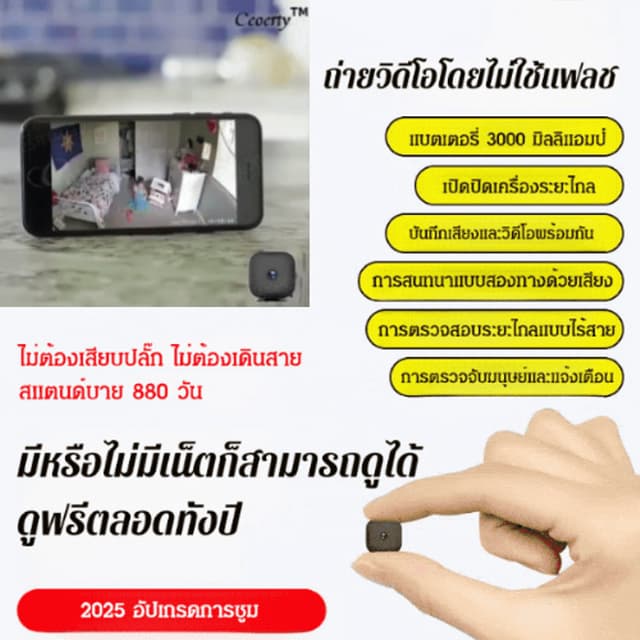 กล้องวงจรปิดไร้สายขนาดเล็กสําหรับใช้ในบ้านความละเอียดสูง เล็กง่ายต่อการวาง กล้องวงจรปิดขนาดเล็ก WIFI…