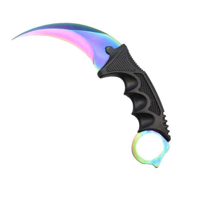 ALITHAI K01 Karambit Knife มีดพก มีดคารัมบิต มีดเดินป่า มีดใบตาย มีดควง (ใบคมและแหลม) สีรุ้ง ไทเทเนียม