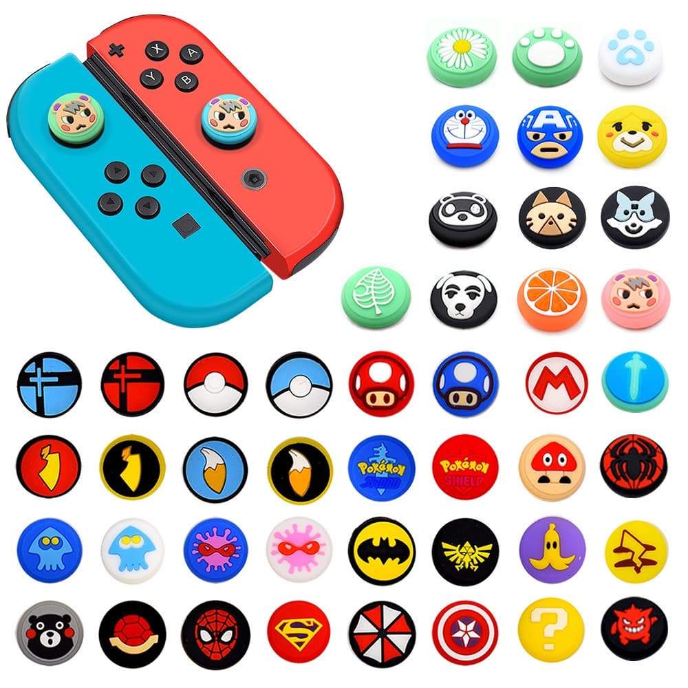 Switch Rocker Caps 1 คู่ (2 ชิ้น) การออกแบบธีมเกมสําหรับ Nintendo Switch 1/ 2/ OLED/ Lite Analog Caps ทรงกลม