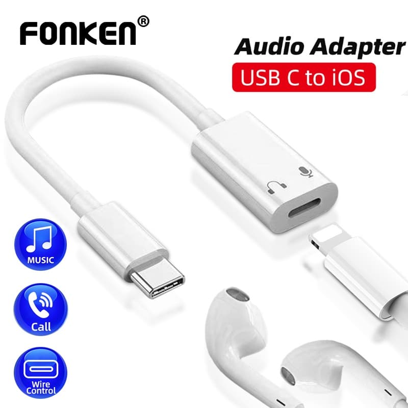 Fonken สายเคเบิลอะแดปเตอร์แปลงเสียงหูฟัง USB C เป็น iOS Type C เป็น iOS สําหรับ iPh 15 Pad Pro Samsung รูปที่ 1