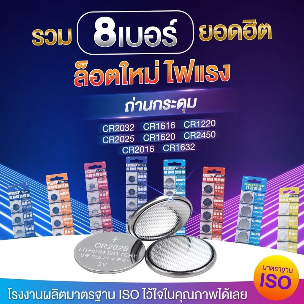 ถ่านกระดุม ถ่านรีโมท ถ่านไบออส CR2032 /2025 / 2016 / 1220 / 1616 / 1620 / 1632 / 2450 battery bios remote…