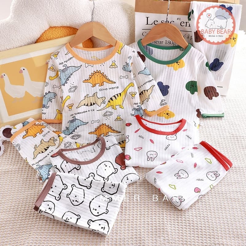 ชุดนอนเด็ก เสื้อผ้าเด็ก ลายใหม่ ผ้าใยไผ่ ระบายอากาศ นิ่มๆใส่สบาย 6เดือน-3 ปี SYC06