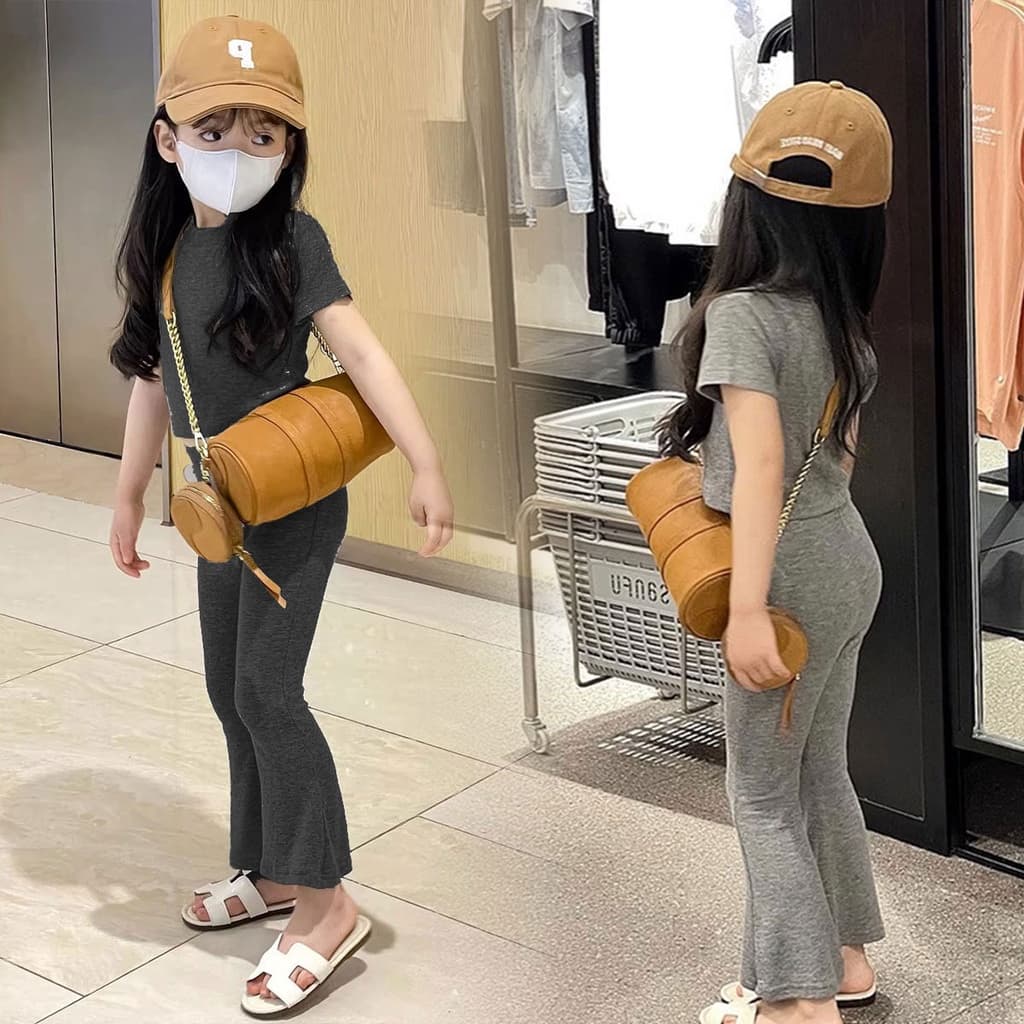 แฟชั่นฤดูร้อน สไตล์เกาหลี สําหรับเด็กผู้หญิง 2 ชิ้น
