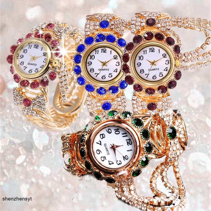 แฟชั่นผู้หญิงนาฬิกา Rhinestone สุภาพสตรีควอตซ์เพชรนาฬิกาข้อมือ Elegant หญิงสร้อยข้อมือนาฬิกาสําหรับผู้หญิง