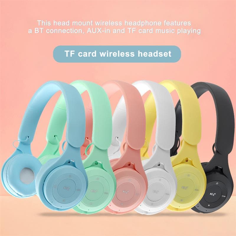 หูฟังสปอร์ต Macaron แบบพับได้ เชื่อมต่อ Bluetooth 5.0 คุณภาพเสียงชัดเจน ใช้งานง่าย