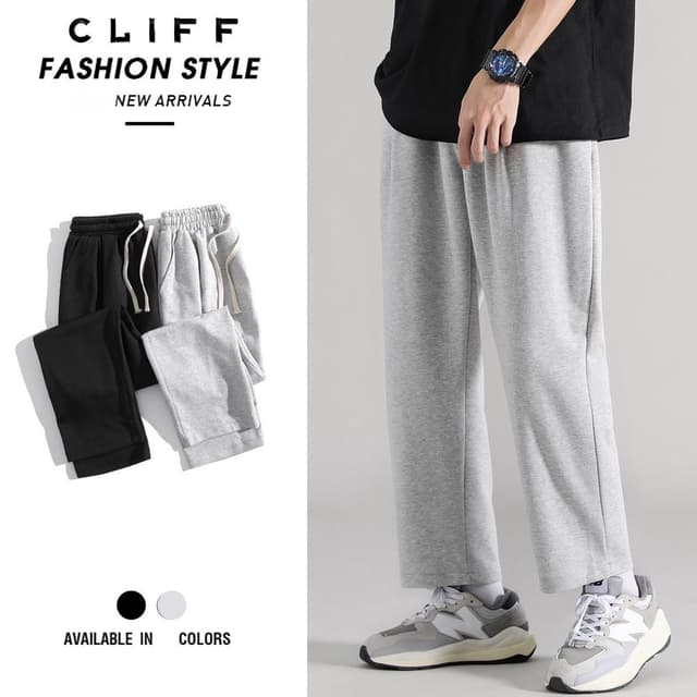 CLIFF กางเกงขายาวผู้ชาย เวลาว่าง สรุปง่ายๆง่ายๆ สรุปง่ายๆง่ายๆ การออกกําลังกายที่เหมาะสม สีดําและสีเทา