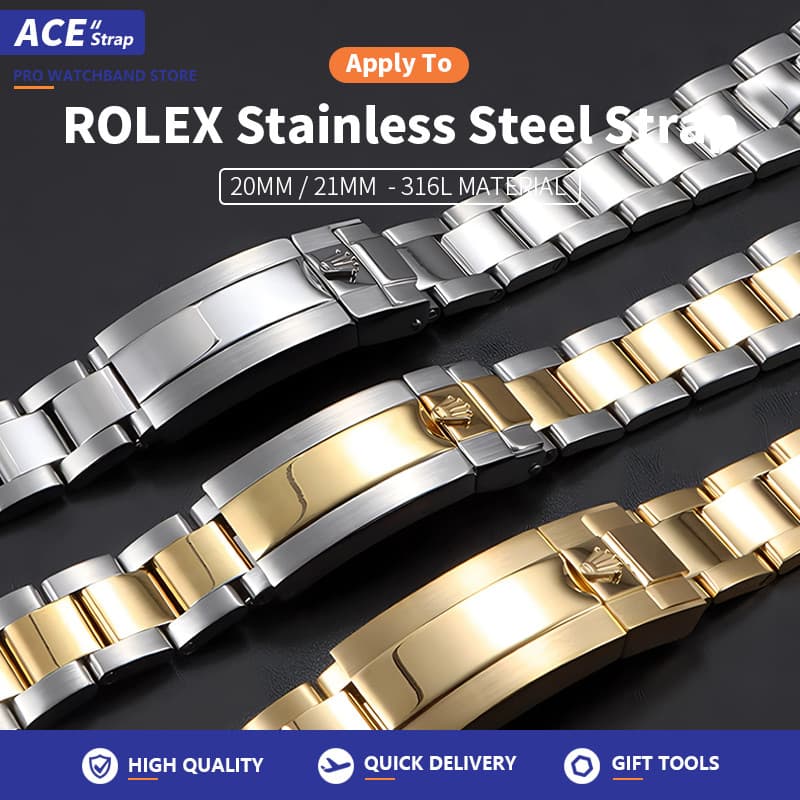 เหมาะสําหรับนาฬิกา ROLEX สายสแตนเลสขอบโค้ง 20mm 21mm เหมาะสําหรับ Daytona Submariner