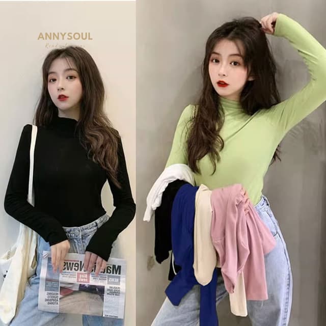 เสื้อยืดเเขนยาวทรงสลิมฟิตเข้ารูปสําหรับสาวฮอต