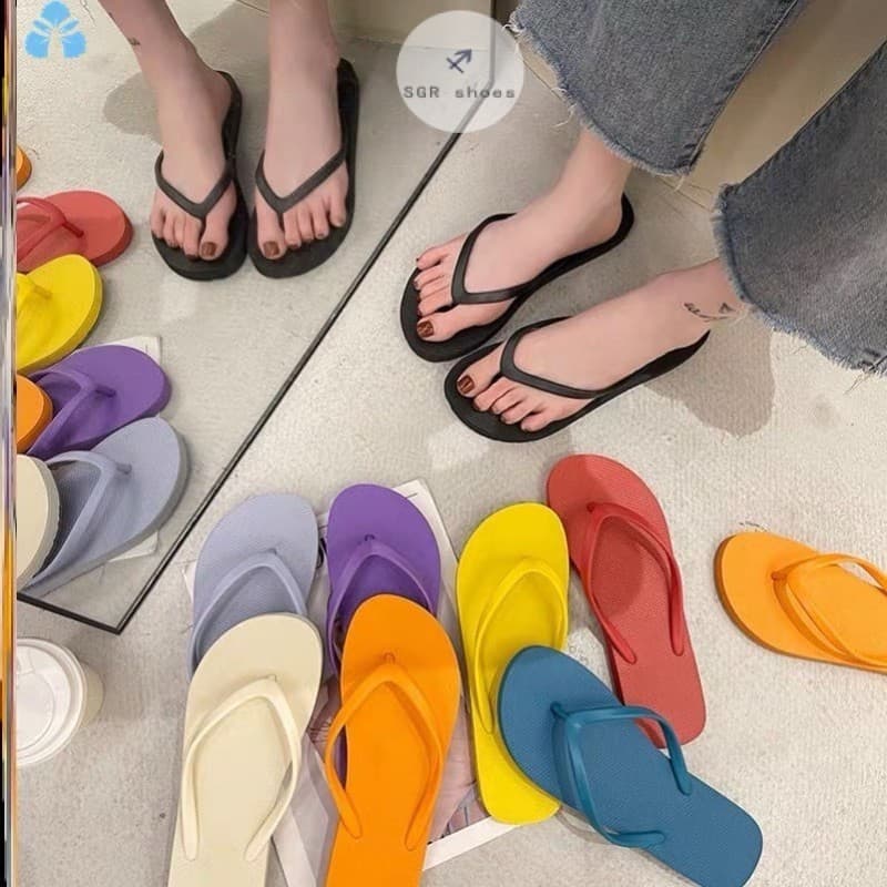 ♐พร้อมส่ง ⚠️รองเท้าแตะแฟชั่นเกาหลี สายสีเดียวกับพื้น นุ่มนิ่มกันน้ํา มี8สี รองเท้าแตะราคาถูก