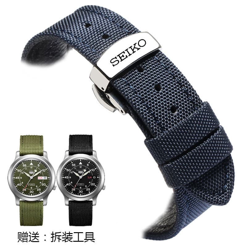 สายนาฬิกาข้อมือ สําหรับ SEIKO SEIKO No. สายนาฬิกาข้อมือ ผ้าแคนวาส หนังนิ่ม ขนาด 20 มม. 22 มม. สีดํา สีเขียว 5…