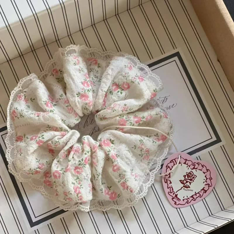 ผู้หญิงดอกไม้พิมพ์ผมผูกเชือกผม Scrunchies ยางหางม้าเครื่องประดับผม