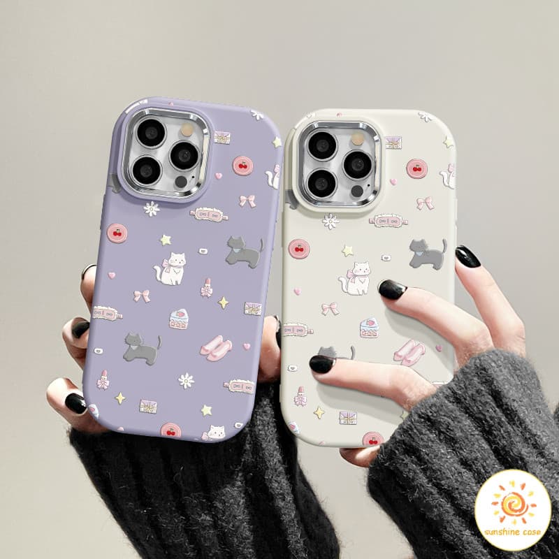 เคสมือถือหัวใจลายหนูมีน ขอบชุบไฟฟ้า สําหรับไอโฟน11 For iPhone 11 12 13 14 15Pro MAX X XS XR XS 6 7 8Plus SE2…