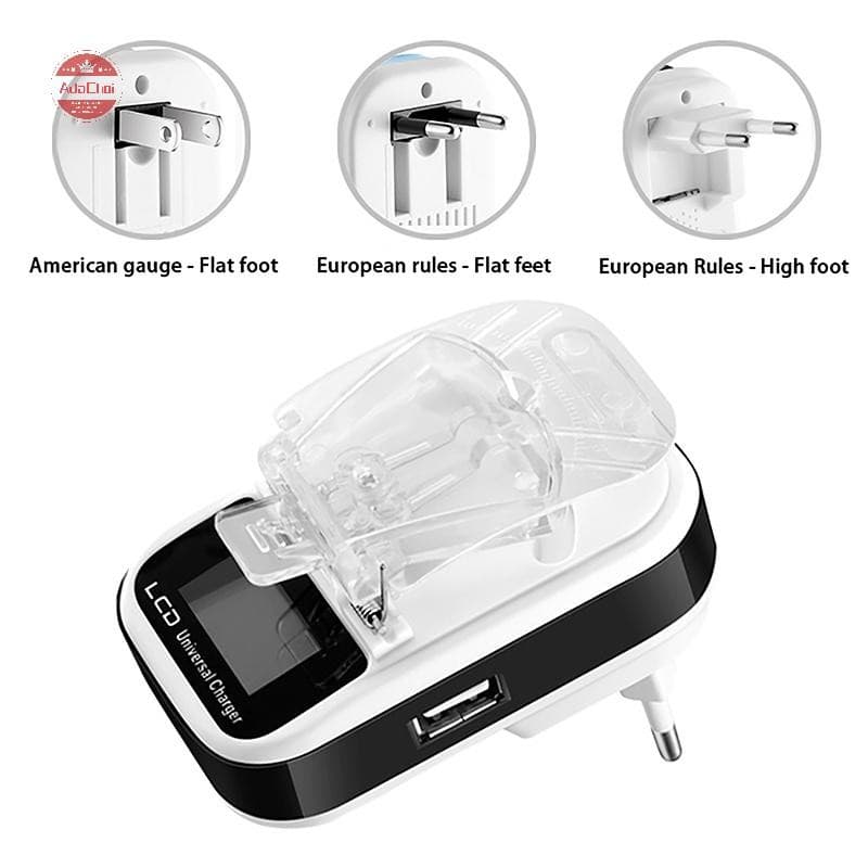 Adachoi Universal Battery Charger Travel USB Wall Charging พร้อมจอแสดงผล LCD สําหรับโทรศัพท์มือถือกล้อง TH