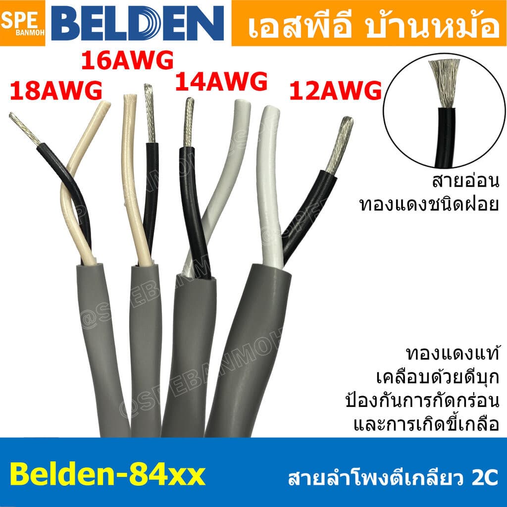 Belden 84xx สายลําโพงตีเกลียว Speaker Cable Belden 8461 8471 8473 8477 4C 18AWG 16AWG 14AWG 12AWG Tinned…