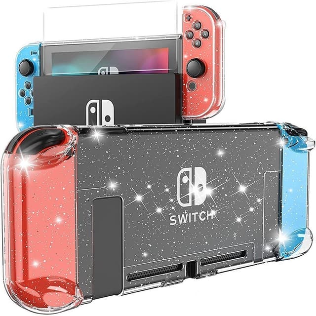 เคสจอยเกมส์ พร้อมตัวป้องกันหน้าจอ แต่งกลิตเตอร์ใส สําหรับ Nintendo Switch PC and Joy Con