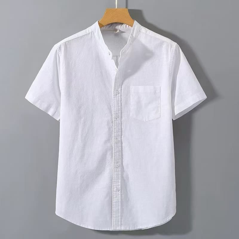 เสื้อเชิ้ตคอจีนแขนสั้น S-XXL เสื้อเชิ้ตผู้ชาย เสื้อผ้าผู้ชาย men