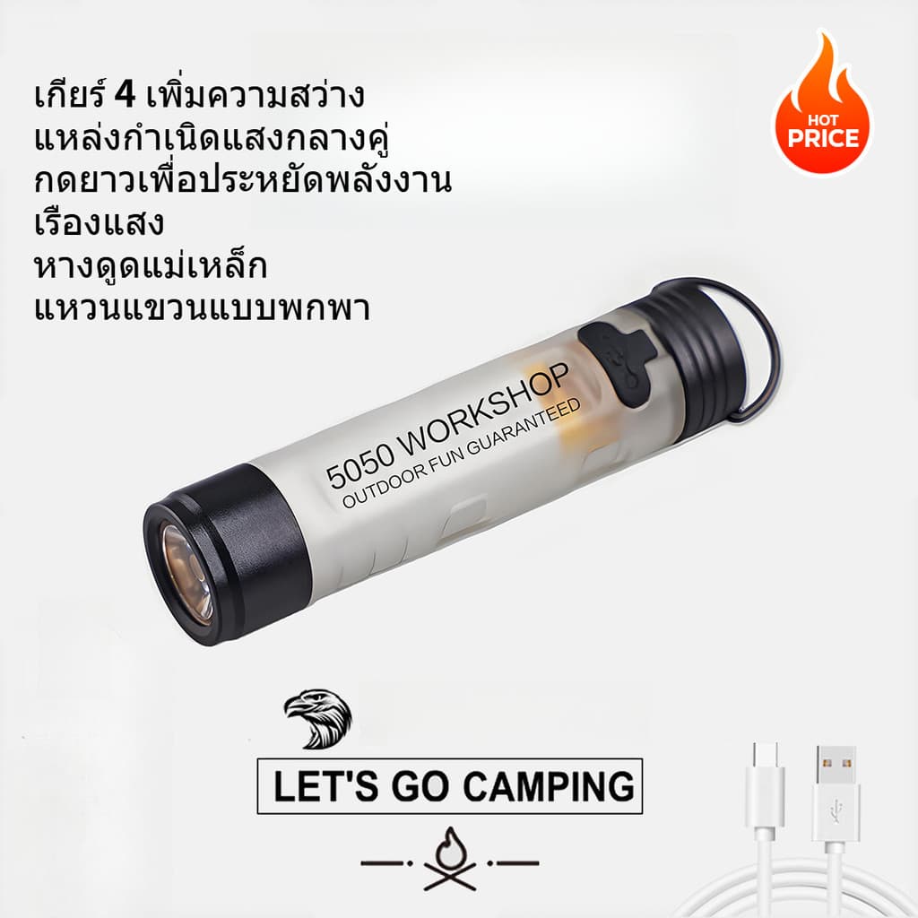 หมวกคลิปแสงบรรยากาศการตั้งแคมป์กลางแจ้งนํายาวทนฉุกเฉินไฟฉายแบบชาร์จไฟแสงที่แข็งแกร่งกระเป๋า