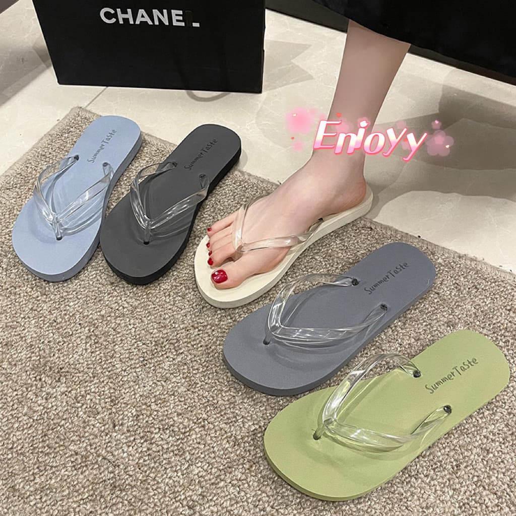 🍓EnJoy🍓 พร้อมส่ง (LT-LASTE) รองเท้าแตะลําลอง กันลื่น แบบเรียบง่าย สไตล์เกาหลี สําหรับผู้หญิง