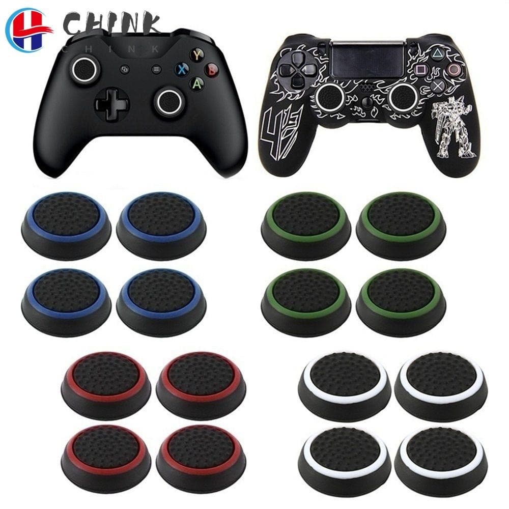 Chink 4 ชิ ้ นจอยสติ ๊ กหมวกเกมซิลิโคนกันลื ่ น Thumb Stick Grip สําหรับ PS3 PS4 XBOX One