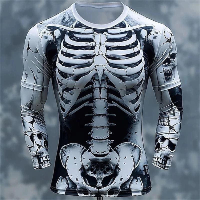 3d Skulls โครงกระดูกการพิมพ์เสื้อยืด T เสื้อแขนยาว Casual แฟชั่นเสื้อกันหนาว Breatable Streetwear หลวม tees