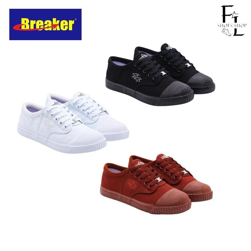 รองเท้านักเรียน รองเท้าผ้าใบ Breaker 4x4 รองเท้านักเรียนชาย-หญิง สี ดํา ขาว น้ําตาล เบอร์ 29-47