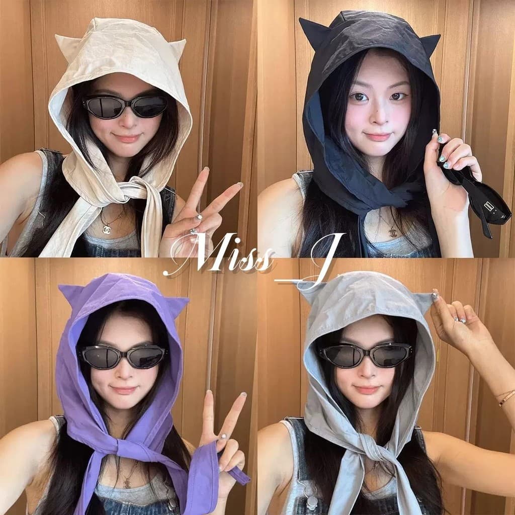 Miss_J พร้อมส่งจากกทม🎀 หมวกกันแดดแบบแห้งเร็ว การออกแบบหูแมว หมวกน่ารัก