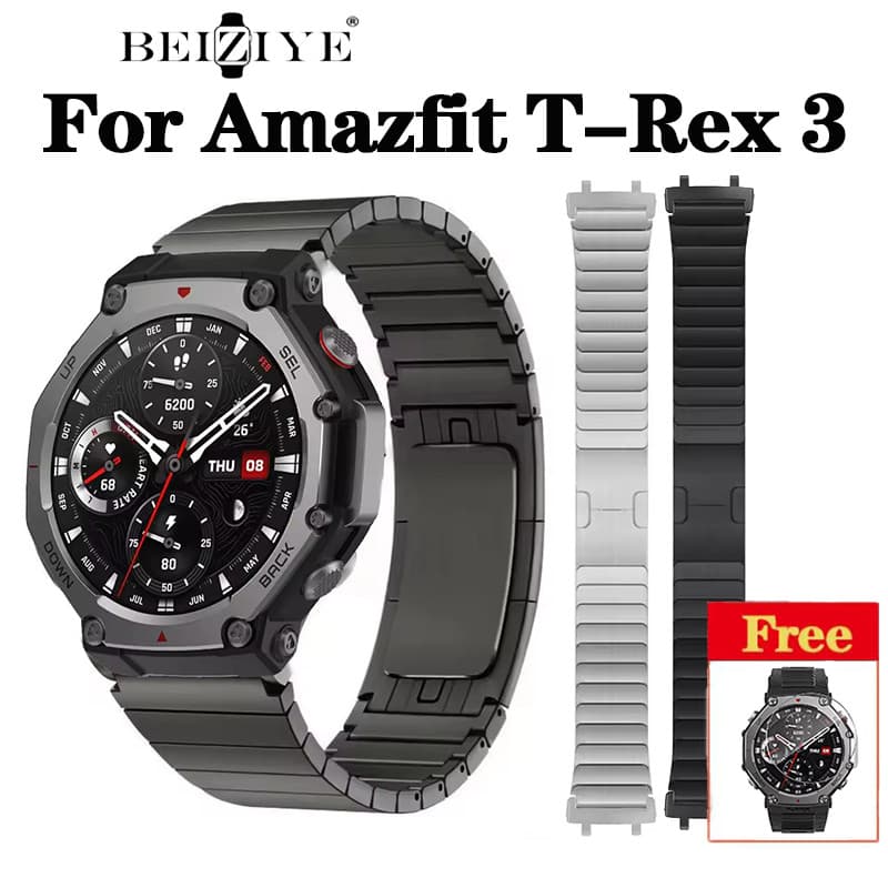Luxury Titanium Band สําหรับ Amazfit T-Rex 3 Quick Fitสายสแตนเลสผู้ชายLinkสร้อยข้อมือสําหรับ Amazfit T-Rex 3…