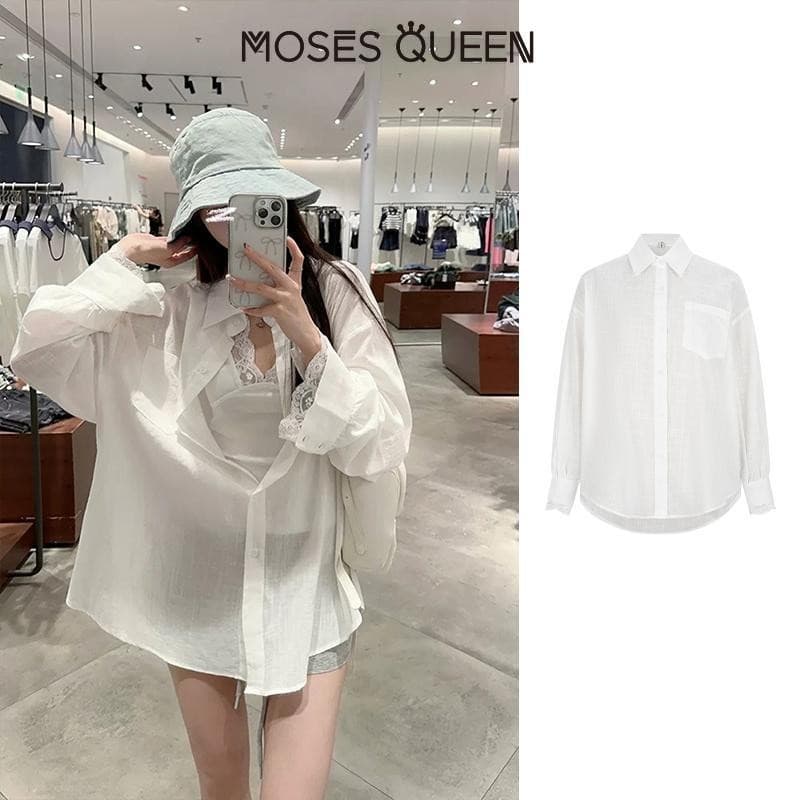 MOSESQUEEN เสื้อแขนยาวแบบบางและนุ่มนวล | ชุดแฟชั่นฤดูใบไม้ผลิ | ผ้าเนื้อสัมผัสอ่อนนุ่มและละเอียด |…