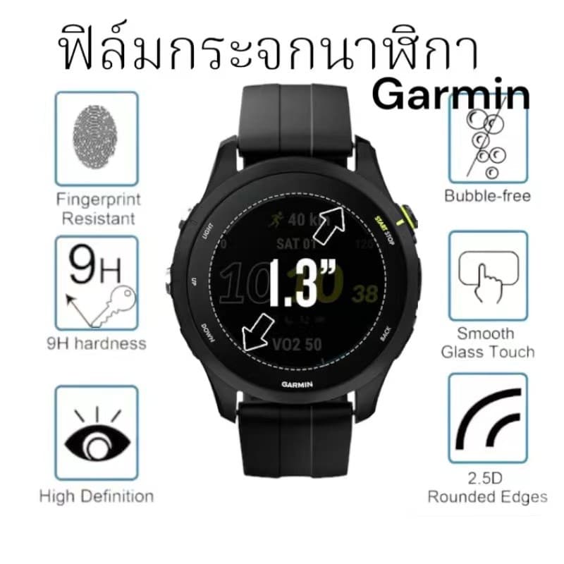 (วัดก่อนสั่งซื้อ)ฟิล์มนาฬิกากระจกGarmin965 255 265 735 245 165กันรอย ไม่ใช่ตัวเรือน43mmก็ซื้อ43mm รูปที่ 1