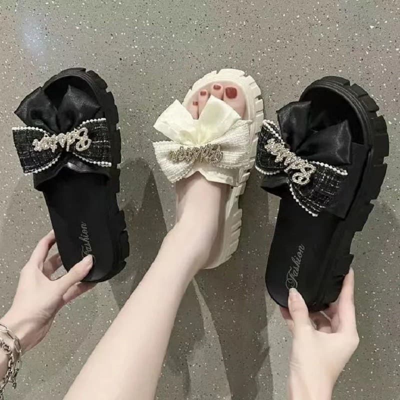 icy รองเท้าแฟชั่นโบว์ มาใหม่ 🎀รองเท้าแตะแฟชั่นสไตล์เกาหลี 📌 แมทช์ได้กับทุกโอกาส x073