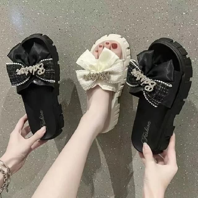 icy รองเท้าแฟชั่นโบว์ มาใหม่ 🎀รองเท้าแตะแฟชั่นสไตล์เกาหลี 📌 แมทช์ได้กับทุกโอกาส x073
