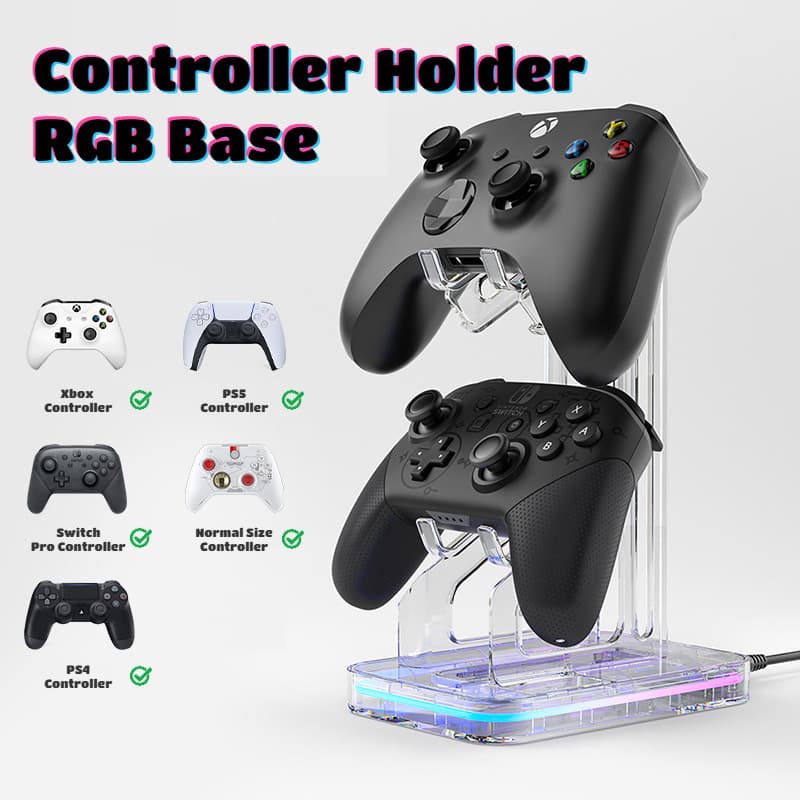 ที่วางควบคุมไฟ RGB สําหรับ Switch Pro Xbox ONE PS4 PS5 STEAM PC Crystal Clear Controller Stand สต็อกท้องถิ่น