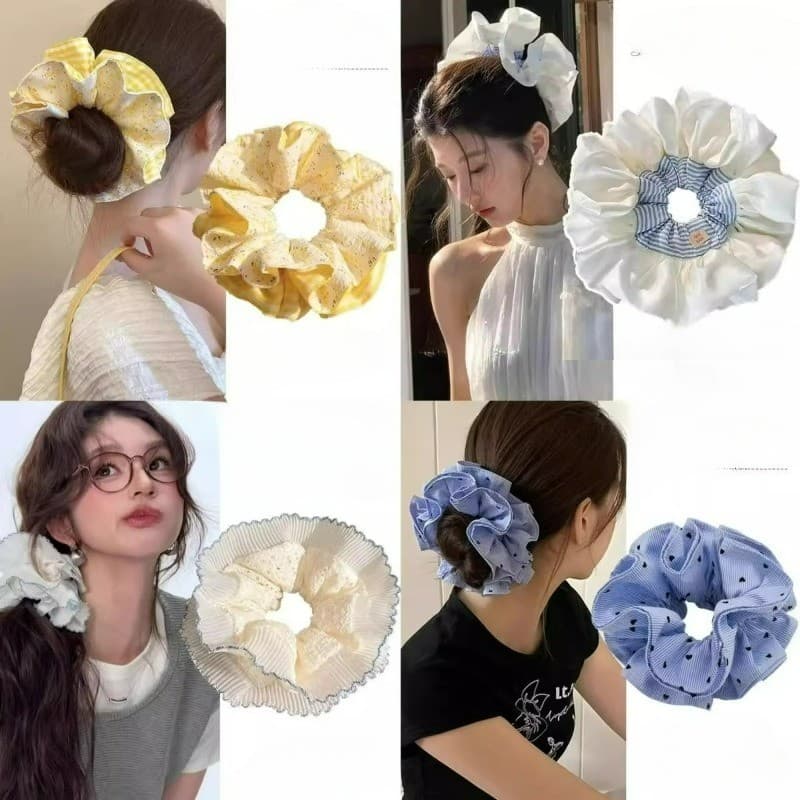 ยางรัดผมผู้หญิง ขนาดใหญ่ 50 สไตล์ หวาน เครื่องประดับผม Scrunchies