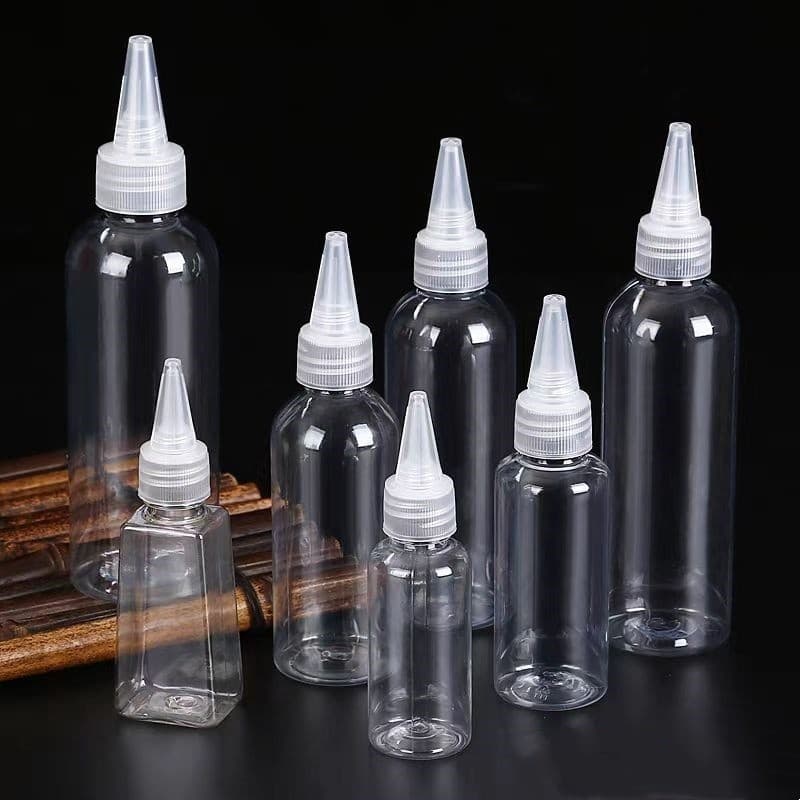 Novvia ขวดพลาสติกใส PET ฝา 2 ชั้น ขวดใส่สีขนาด 30ml,50ml,100ml #ขวดทรงแหลม ขวดหยด ขวดหัวจรวด