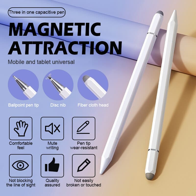ปากกาสไตลัส ปากกาหน้าจอสัมผัสแบบสามในหนึ่งเดียวปากกา capacitive แม่เหล็กโทรศัพท์มือถือแท็บเล็ตสไตลัส