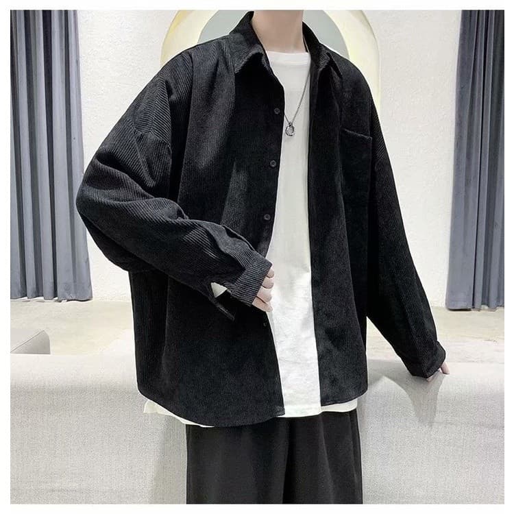 56MEN Men Shirt Fashion C601 เสื้อเชิ้ตผู้ชาย เสื้อลูกฟูก เชิ้ตแขนยาว สีพื้น เสื้อคลุม เชิ้ตลําลอง