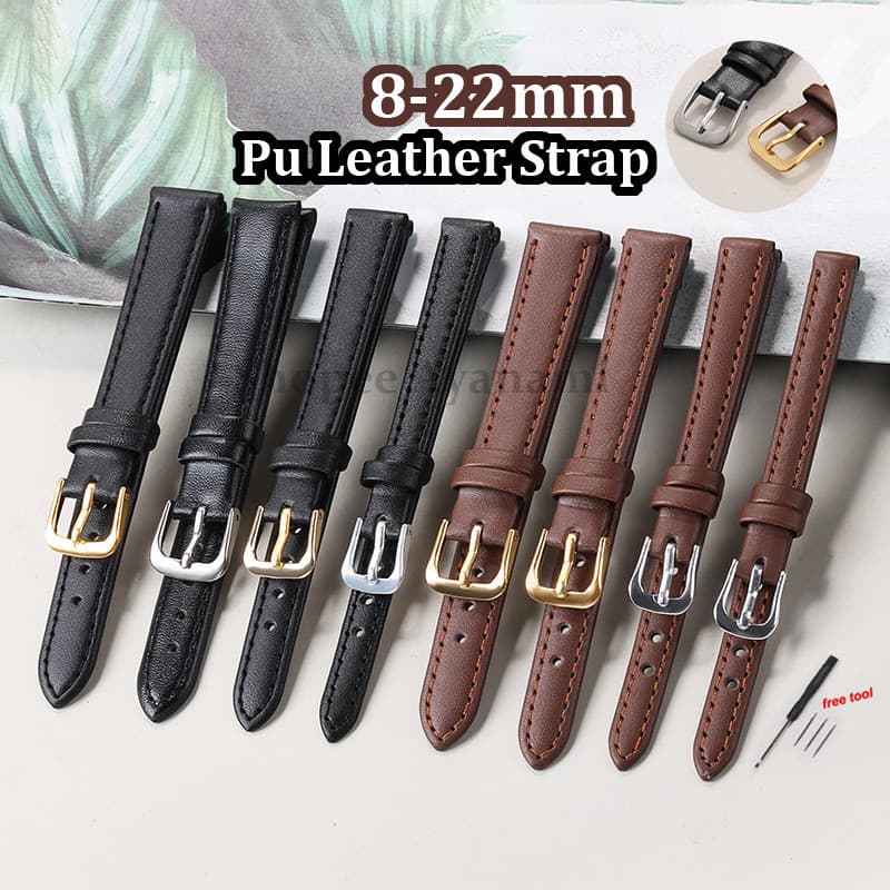 ขายส่ง 8-22 มม.สายนาฬิกาหนัง ปู่ สากล นุ่มผู้หญิงผู้ชายเปลี่ยนสร้อยข้อมือคลาสสิกธุรกิจบางสายนาฬิกา