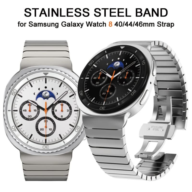 สายสแตนเลสหรูหราสําหรับ Samsung Galaxy Watch 8 Classic 46 มม.44 มม.40 มม.สร้อยข้อมือโลหะสําหรับ Gaalxy นาฬิกา…