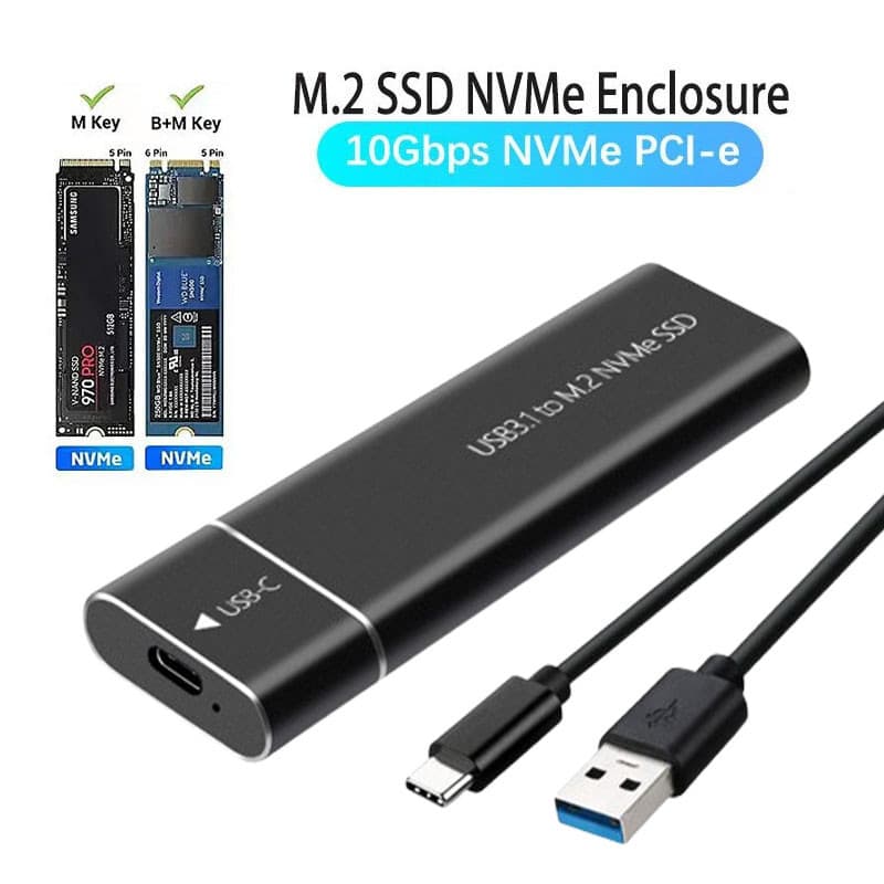 M.2 NVMe SSD Enclosure External M2 NVMe เคส M2 USB 3.1 Type C 10Gbps อะแดปเตอร์ M Key HD กล่องเก็บของ