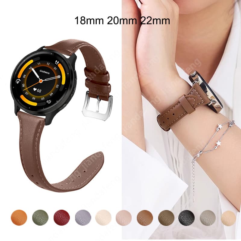 18/20 มม.22 มม.เปลี่ยนสายรัดข้อมือผู้หญิงสายหนังสําหรับ Garmin Venu 4 3 45 มม.3s 41 มม. Vivoactive 6 5 4…