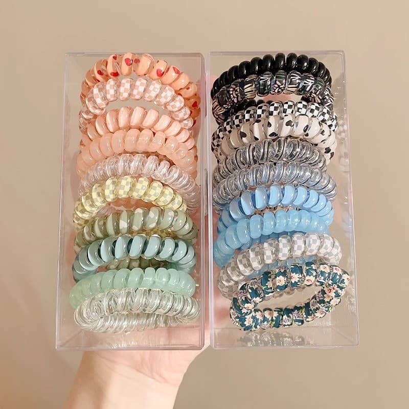 6 ชิ้นชุดสายโทรศัพท์ Scrunchie เกาหลีแฟชั่นบุคลิกภาพผมยืดหยุ่นสูง Tie Getah Rambut อุปกรณ์เสริมผม